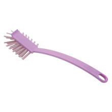 Long flared cleaning brush with hooked handle